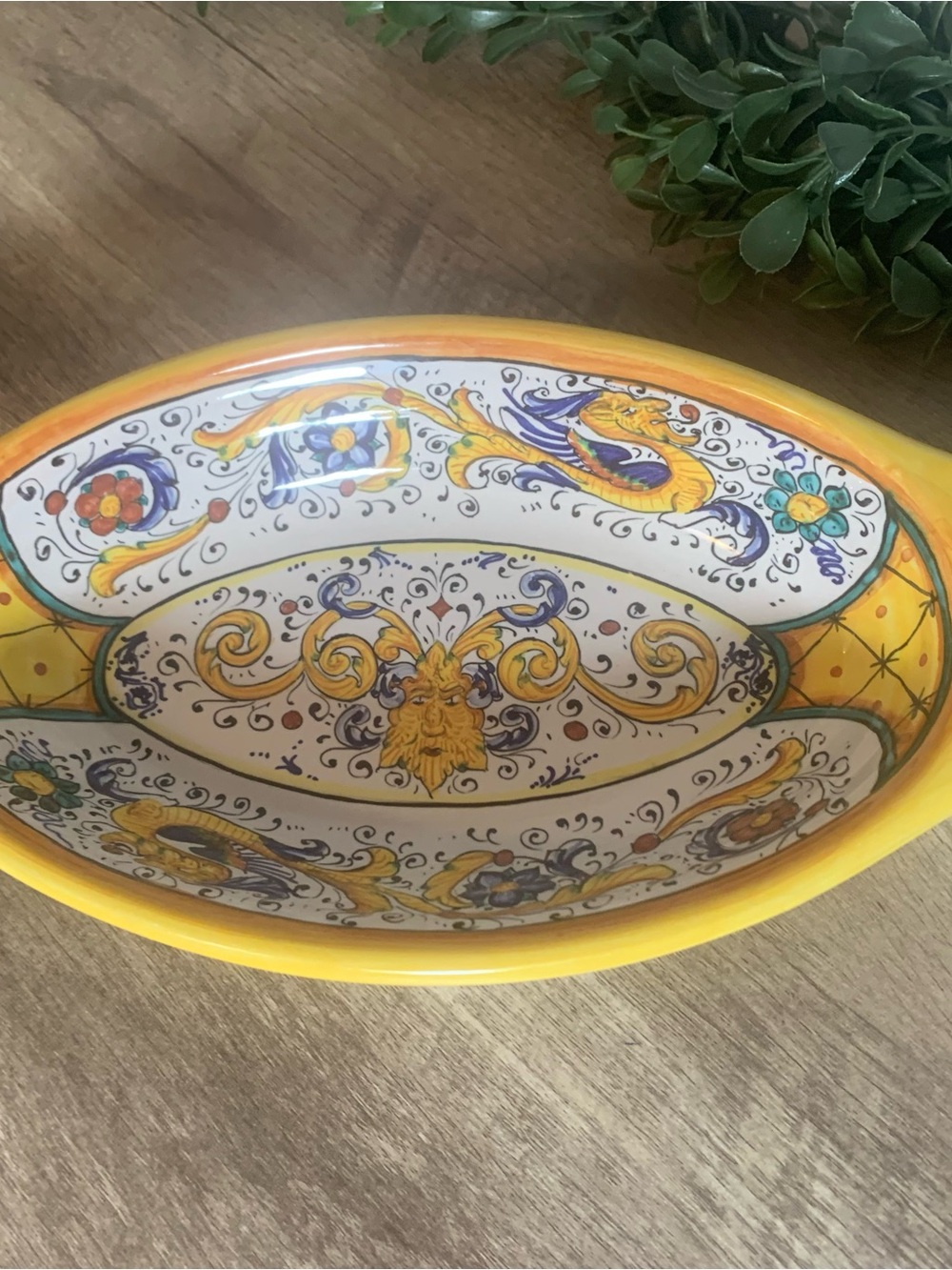 authentic Deruta hand-painted ceramic serving dish Fish platter side serve Italy